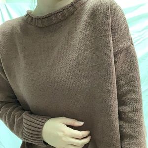 Mauve Sweater with Raw Hem Detail
